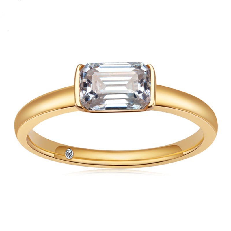 Anel Lauren Esmeralda Moissanite Anel Solitário