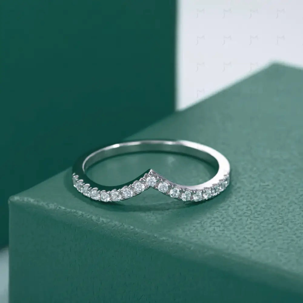 Meia Aliança Coração Moissanite 10 Meia Aliança