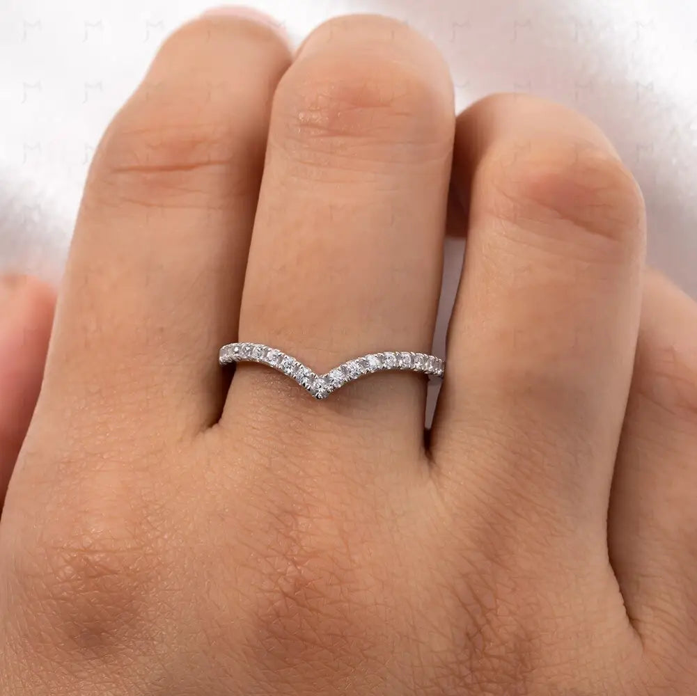 Meia Aliança Coração Moissanite Meia Aliança