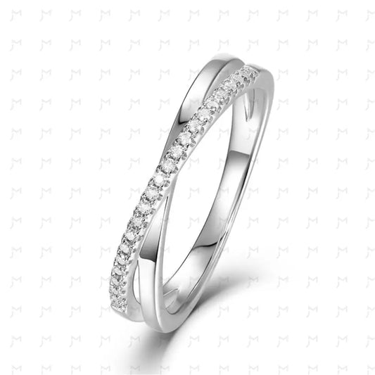 Meia Aliança Cruz Moissanite Meia Aliança