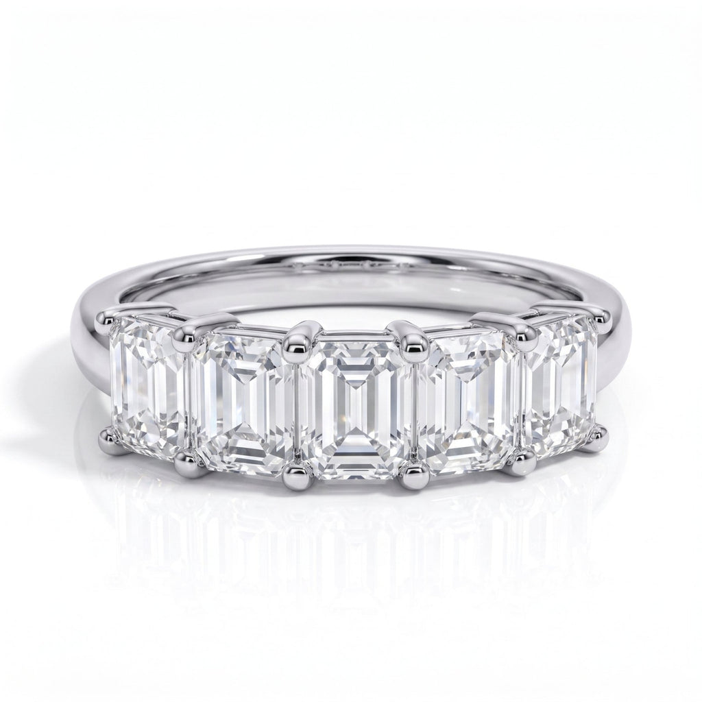 Meia Aliança Esmeralda Moissanite Moissanite - Momi Jewel