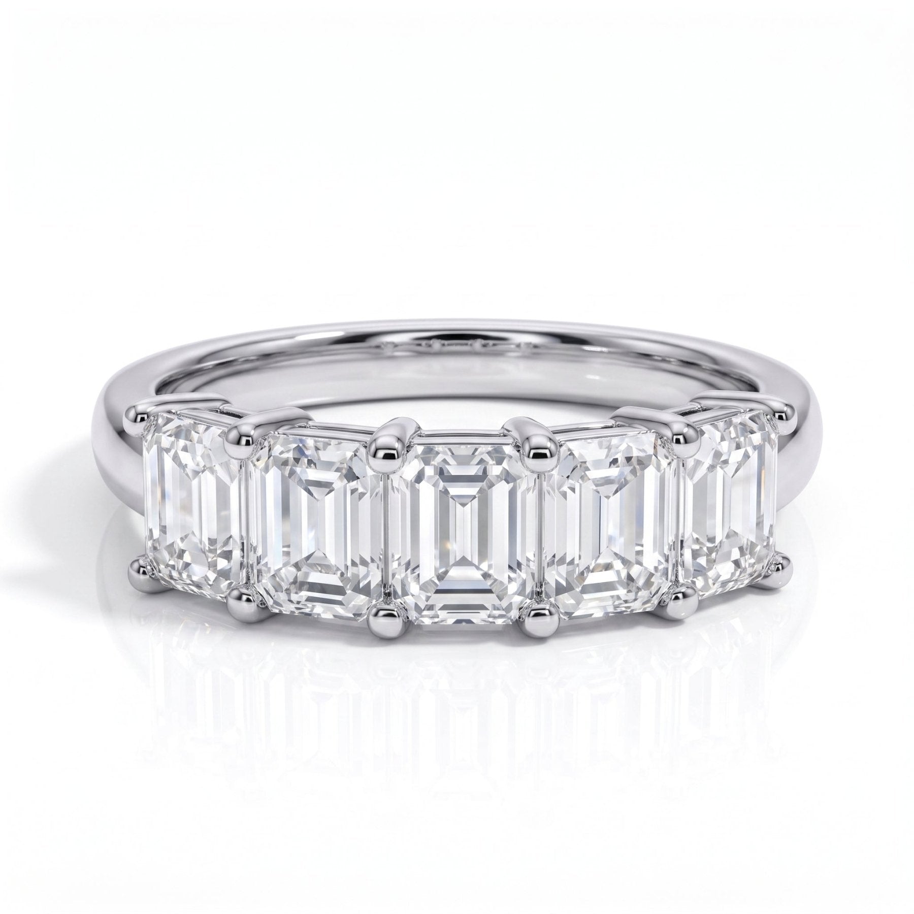 Meia Aliança Esmeralda Moissanite Moissanite - Momi Jewel