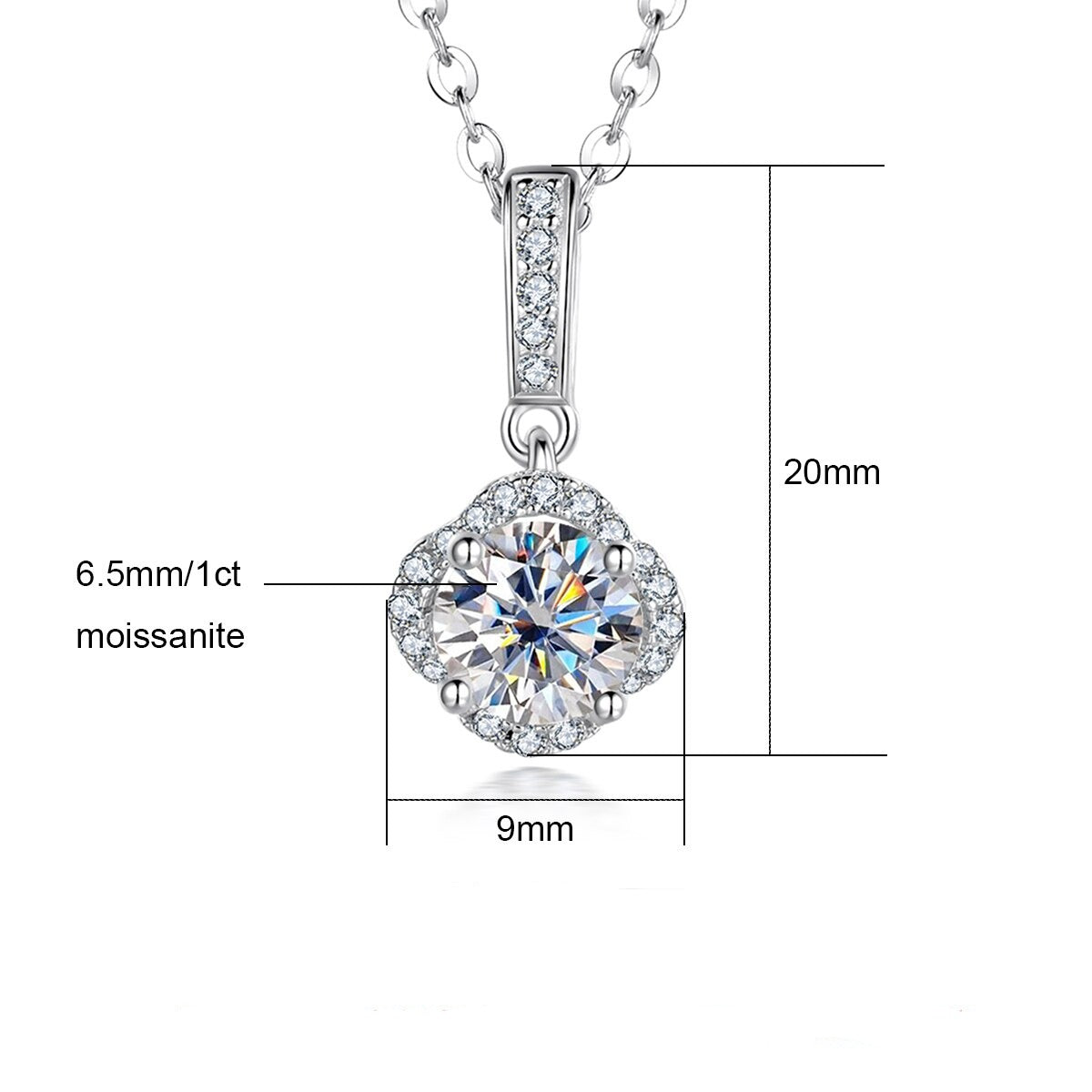 Colar Trevo 4 Folhas Moissanite